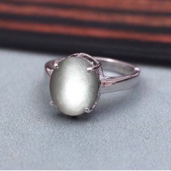 Redgem 925 Silver Ring for Women and Girls Natural Moonstone Grey 10X12 MM Oval redgem 925 silver pendants natural rainbow moonstone japd29 pendants redgem 925 silver pendants natural rainbow moonstone redgem 1143