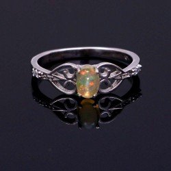 Redgem 925 Silver Ring for Women and Girls Natural Ethiopian Opal  4X6 MM Oval Redgem 925 Silver Ring for Women and Girls Natural Ethiopian Opal  4X6 MM Oval