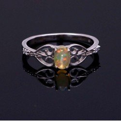 Redgem 925 Silver Ring for Women and Girls Natural Ethiopian Opal  4X6 MM Oval redgem 925 silver ring for women and girls natural citrine yellow 9x11 mm oval jarg52 women's fashion redgem 925 silver ring for women and girls natural citrine yellow 9x11 mm oval redgem 1014