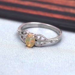 Redgem 925 Silver Ring for Women and Girls Natural Ethiopian Opal  4X6 MM Oval Redgem 925 Silver Ring for Women and Girls Natural Ethiopian Opal  4X6 MM Oval