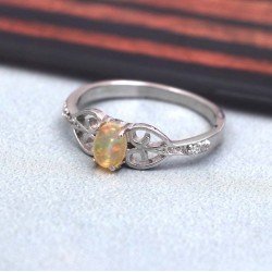 Redgem 925 Silver Ring for Women and Girls Natural Ethiopian Opal  4X6 MM Oval redgem 925 silver ring for women and girls natural citrine yellow 9x11 mm oval jarg52 women's fashion redgem 925 silver ring for women and girls natural citrine yellow 9x11 mm oval redgem 1014