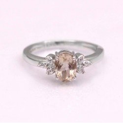 Redgem 925 Silver Ring for Women and Girls Natural Tourmaline Peach 5X7 MM Oval redgem 925 silver ring for women natural tourmaline pink 6x8 mm oval jarg29 women's fashion redgem 925 silver ring for women natural tourmaline pink 6x8 mm oval redgem 992